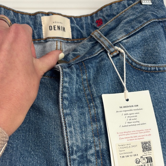 NWT! Sezane L’Iconique Droit Trousers in Denim Size 38/6 - Picture 10 of 10
